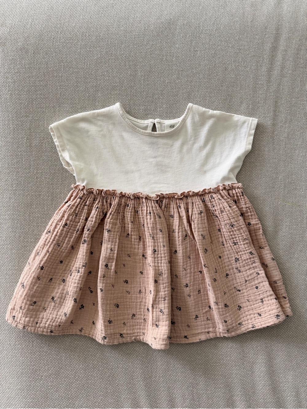 H&M Cream Dress with Dusty Pink Floral Skirt